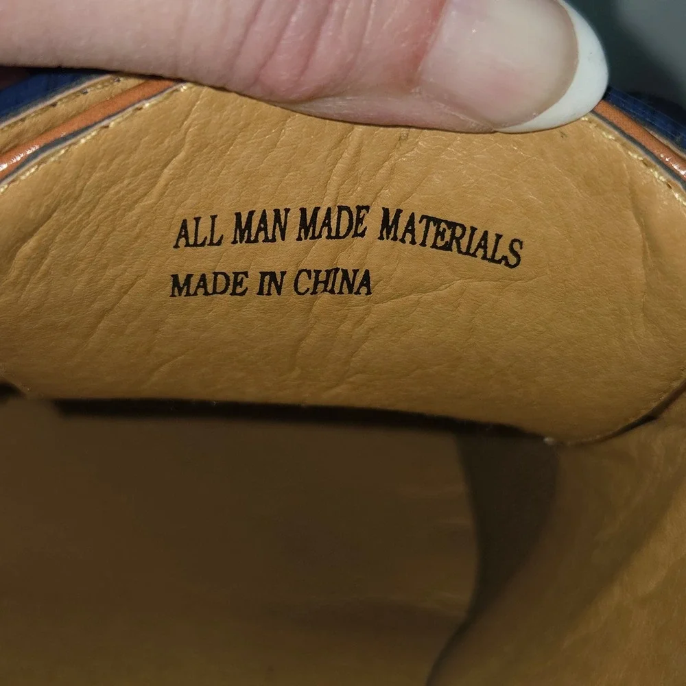 Antonio Cerrelli Oxford‎ Dress Shoes Mens 12 Tan Navy Blue Two Tone Square Toe